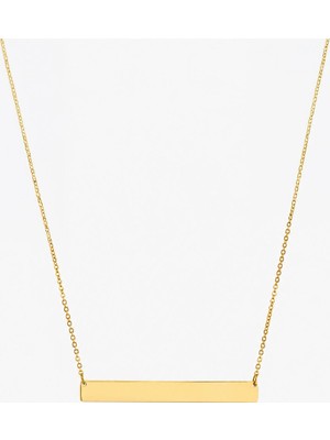 Chavin Düz Plaka Çelik Kadın Gold Renk Kolye EB40SR
