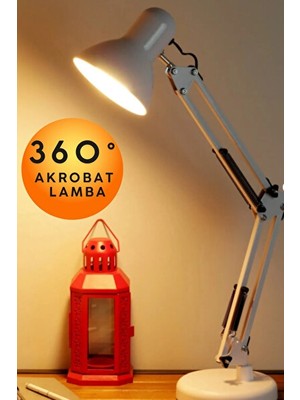 Maison Luré Yaylı Metal Tasarımlı Çalışma Lambası, 360 Derece Hareketli ve Ayarlanabili