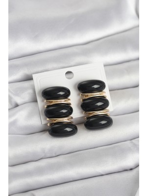 Aesco Siyah Vintage Model Gold Renk Kadın Küpe TJ-BKP11675