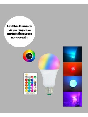 Eco Lounge Rgb Uzaktan Kumandalı LED Ampul 16 Renk Dekoratif Aydınlatma