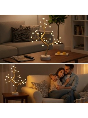 Eco Lounge Masaüstü Boncuklu Şarjlı Ağaç Lamba