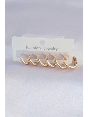 Aesco Pirinç Gold Renk Oval Küpe Seti TJ-BKP8998