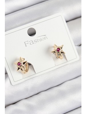 Aesco Pirinç Zirkon Taşlı Yıldız Model Gold Renk Çocuk Küpe TJ-BKP11197
