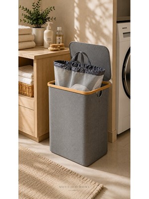 Maison Luré Katlanabilir 70 Litre Çamaşır Sepeti, Suya Dayanıklı ve Çıkarılabilir Torba