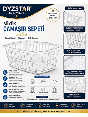 Maison Luré Şeffaf Plastik Çok Amaçlı Çamaşır Sepeti, Geniş ve Pratik Depolama