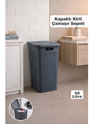 Maison Luré Kapaklı ve Şır Sepeti, Banyo ve Duş Organizasyonu Çamaşır Sepeti