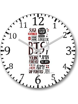 Maison Luré Bts Temalı Bombeli Gerçek Cam Duvar Saati