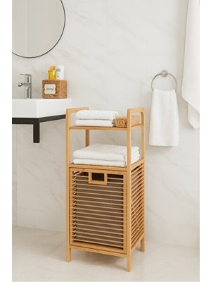 Maison Luré Bambu Banyo Düzenleyici ve Kapaklı Sepet - Çok Amaçlı Organizatör Çamaşır Sepeti