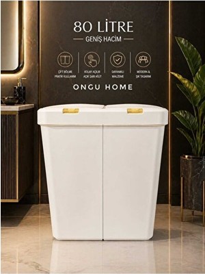 Maison Luré Modern Çift Şır Sepeti, Kapaklı ve Şık Tasarım Çamaşır Sepeti
