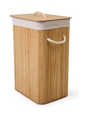 Maison Luré Bej Bambu Örme Çamaşır Çamaşır Sepeti