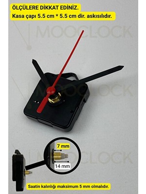 Maison Luré Sessiz Akar Mekanizmali Saat Mekanizması - 14MM Şaftlı Duvar Saati