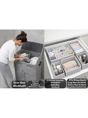 Maison Luré 2 Şır Sepeti - Çok Bölmeli ve Düzenli Kullanım Çamaşır Sepeti
