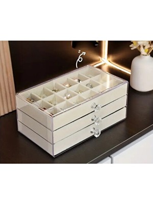 Maison Luré Üç Katlı Takı Organizeri, Çok Katlı ve Pratik Saklama Alanı Makyaj & Takı Organizeri