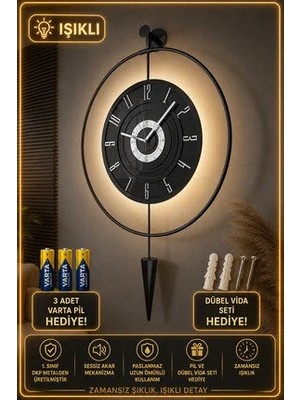 Maison Luré LED Duvar Saati - 12-24 Saat Gösterim ve Pil ile Kolay Kullanım