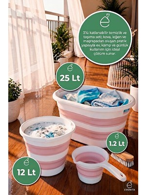Maison Luré Üçlü Katlanabilir Çamaşır Sepeti Seti, Banyo ve Temizlik Için Pratik Çözüm