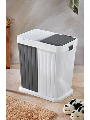 Maison Luré Iki Bölmeli Otomatik Kapaklı Kirli Çamaşır Sepeti, Pratik ve Temiz Kullanım