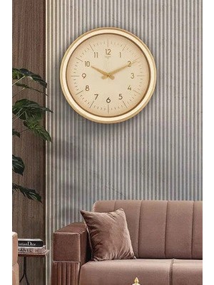 Maison Luré Altın-Krem Renkli Camlı Duvar Saati - Sessiz Mekanizma ile Şıklık