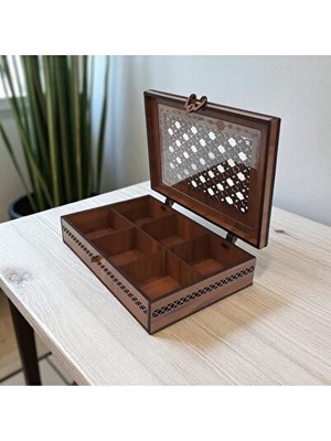 Maison Luré Dekoratif 6 Bölmeli Takı ve Mücevher Kutusu, Ahşap ve Şık Tasarım Makyaj & Takı Organizeri