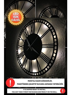 Maison Luré Rgb Renkli LED Işıklı Modern Siyah Duvar Saati, 40X40CM