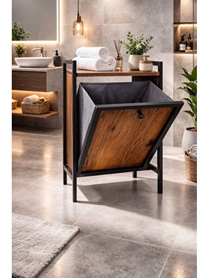 Maison Luré Kapaklı Metal Banyo Çamaşır Sepeti, Modern ve Düzenli Saklama