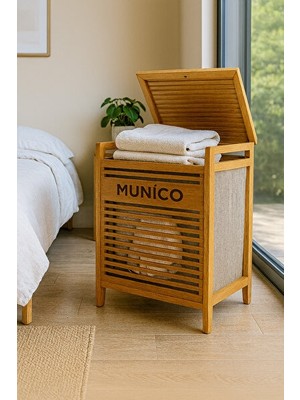 Maison Luré Banyo Tipi Bambu Kirli Sepeti - Nem Dayanımlı ve Şık Çamaşır Saklama Çamaşır Sepeti