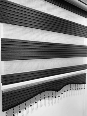 Empressco Uygun Brillux Zebra Perde Pliseli Boncuklu Siyah