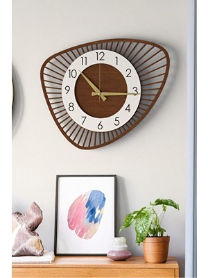 Maison Luré Ceviz Renkli Modern Ahşap Duvar Saati, 48 cm Çap