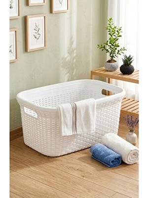 Maison Luré Beyaz Ev ve Banyo Çamaşır Sepeti - Şık ve Temiz Görünüm