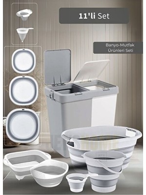 Maison Luré 11'li Çok Amaçlı Set, Katlanır Çamaşır ve Saklama Ürünleri Çamaşır Sepeti