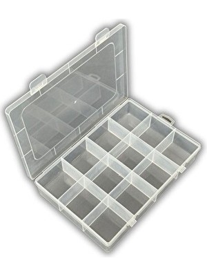 Maison Luré 12 Bölmeli Takı Organizer, Şeffaf Plastik Kutu, 13X19X3.5CM Makyaj & Takı Organizeri