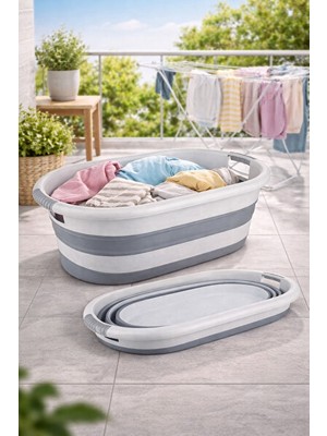 Maison Luré 38 Litre Akordiyon Silikon Katlanır Çamaşır Sepeti - Pratik ve Hafif