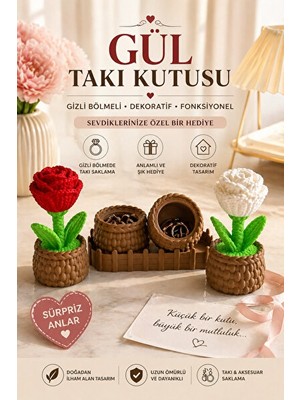 Maison Luré Gül Desenli Gizli Bölmeli Takı Kutusu, Dekoratif ve Saklama Çözümü Makyaj & Takı Organizeri