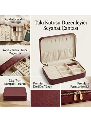 Maison Luré Seyahat Için Deri Takı Kutusu, Kolye, Yüzük ve Küpe Saklama Çantası Makyaj & Takı Organizeri