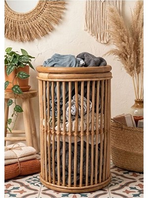 Maison Luré El Işçiliği Rattan Kirli Çamaşır Sepeti - Bohem ve Doğal Tasarım
