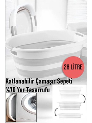 Maison Luré Katlanabilir 28 Litre Çok Amaçlı Çamaşır ve Düzenleme Sepeti Çamaşır Sepeti