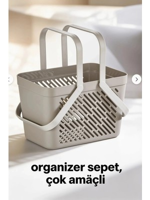 Eco Lounge 1'li Gri Çok Amaçlı Kulplu Sepet Mutfak Banyo Organizer Taşıma Sepeti