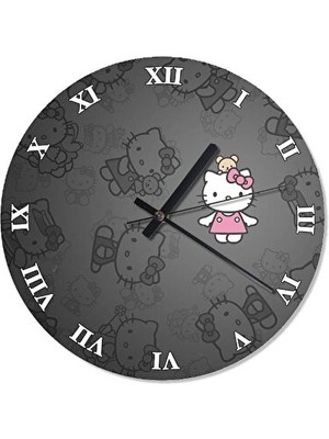 Maison Luré Sevimli Hello Kitty Tasarımlı 30 cm Çap Duvar Saati