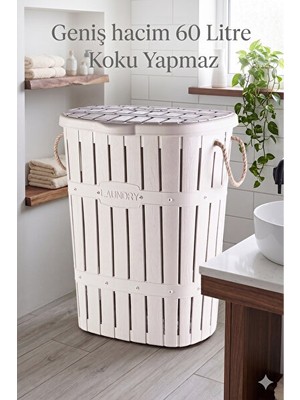 Maison Luré Bambu Halatlı 60 Litre Kirli Çamaşır Sepeti