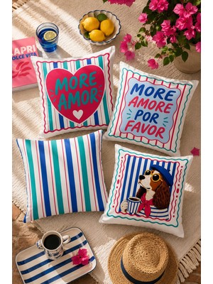 Bertille Home Pop Art Serisi Çift Tarafı Dijital Baskılı  4'lü Kırlent Kılıfı Seti