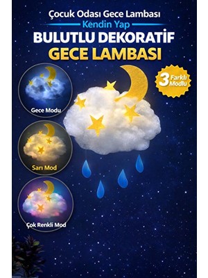 Maison Luré Kendin Yap Bulutlu Çocuk Odası Gece Lambası - 3 Modlu ve Dekoratif Masa ve Gece Lambası