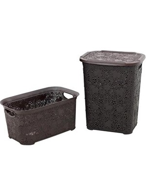 Maison Luré Dantel Detaylı Plastik Çamaşır Sepeti - Şık ve Dayanıklı