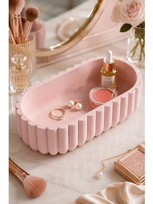 Maison Luré Pembe Oval Dekoratif Makyaj ve Takı Organizeri Makyaj & Takı Organizeri
