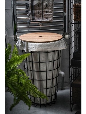 Maison Luré Metal Sehpa ve Tel Çamaşır Sepeti, Çok Amaçlı ve Dekoratif Tasarım