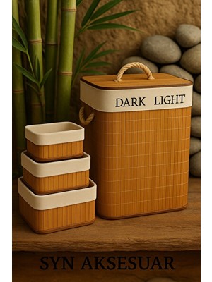 Maison Luré Urban Bambu Set, Çift Bölmeli ve Çok Amaçlı Sepetler ile Düzenli Saklama Çamaşır Sepeti
