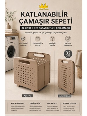 Maison Luré Katlanabilir Plastik Çamaşır Sepeti, Yer Tasarrufu Sağlar