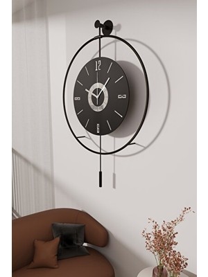 Maison Luré Büyük Boy Siyah Quartz Mekanizmalı Metal Duvar Saati