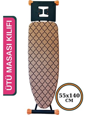 Maison Luré 55X140CM Ipli Keçeli Ütü Masası Kılıfı, Damask Desenli ve Stoperli Ütü Masası ve Aksesuarı