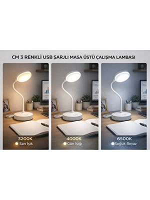 Maison Luré USB Şarjlı Çok Renkli Masa Lambası, Taşınabilir ve Pratik Kullanım Masa ve Gece Lambası