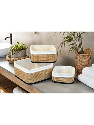 Maison Luré Hasır Kare Organizer Sepet, Saklama ve Düzenleme Için Şık Çözüm