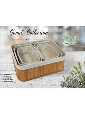 Maison Luré Bambu 5'li Organizer Seti - Doğal ve Şık Saklama Çözümleri Sepet